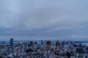 夜明け前の神戸の街並み。早朝ビーナスブリッジより撮影
