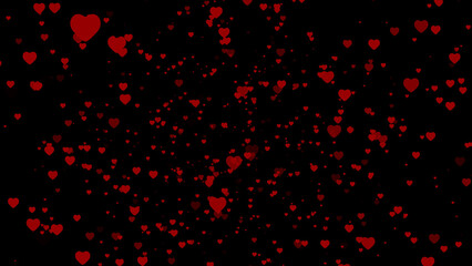 Red valentines day heart particles and sprinkles heart confetti for a holiday celebration on 14th February 2024. shiny red heart. 