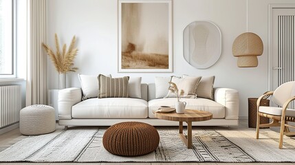 Interior design of contemporary living with elegant color palettte 