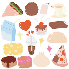 set of fast food cartoon design stock element. Fast food set vector icons