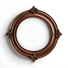 vintage round frame in aged copper