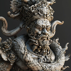 Intricate 3d model of a Chinese statue