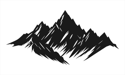 mountain range silhouette isolated vector illustration landscape silhouette for outdoor design elements black and white