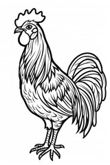 Fototapeta na wymiar Rooster coloring page | Free Printable Coloring Pages