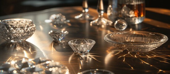 Fototapeta na wymiar Various diamond disks and bowls adorn the tabletop.