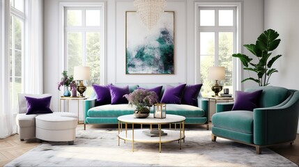Modern elegant trendy living room interior design 