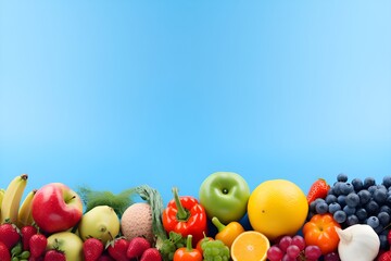 Fruit filled panorama boosts immunity isolated pastel background Copy space