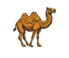 camel in sahara cartoon mascot illustration