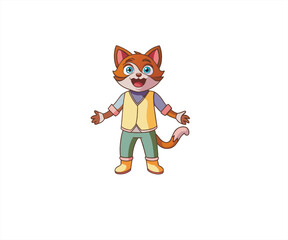 handrawn friendly cat character mascot illustration