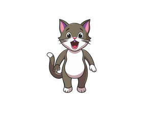 handrawn friendly cat character mascot illustration