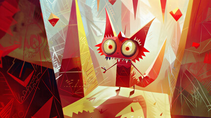 Cute devils playful angular mischief charming exploration in geometric hell