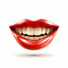 Glossy Red Lips with a Bright Smile. Generative ai