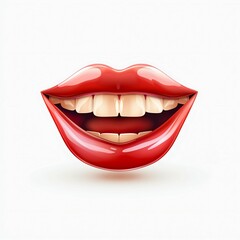 Glossy Red Lips with a Bright Smile. Generative ai