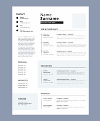Creative resume template  CV, displaying your profile. Vector