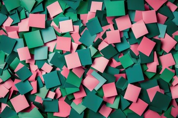 Dusty pink emerald green shapes background . 