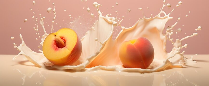 peaches with a splash of water, fresh peaches
