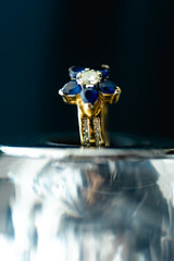 A wedding ring is a finger ring typically worn on the base of the left ring finger, usually forged...