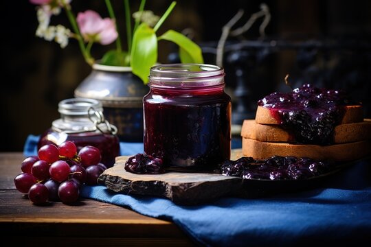 grape jam on the table