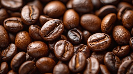 Naklejka premium Coffee bean texture pattern drink heap. Banner background design