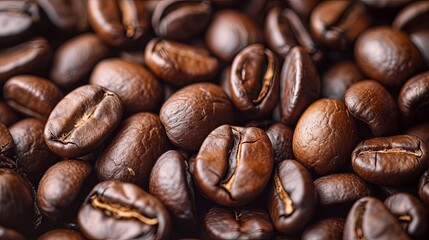 Naklejka premium Coffee bean texture pattern drink heap. Banner background design