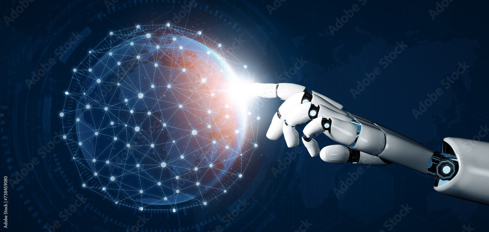 Poster xai 3d rendering futuristic robot technology development, artificial intelligence ai, and machine le