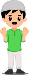 cartoon cute muslim boy praying pose