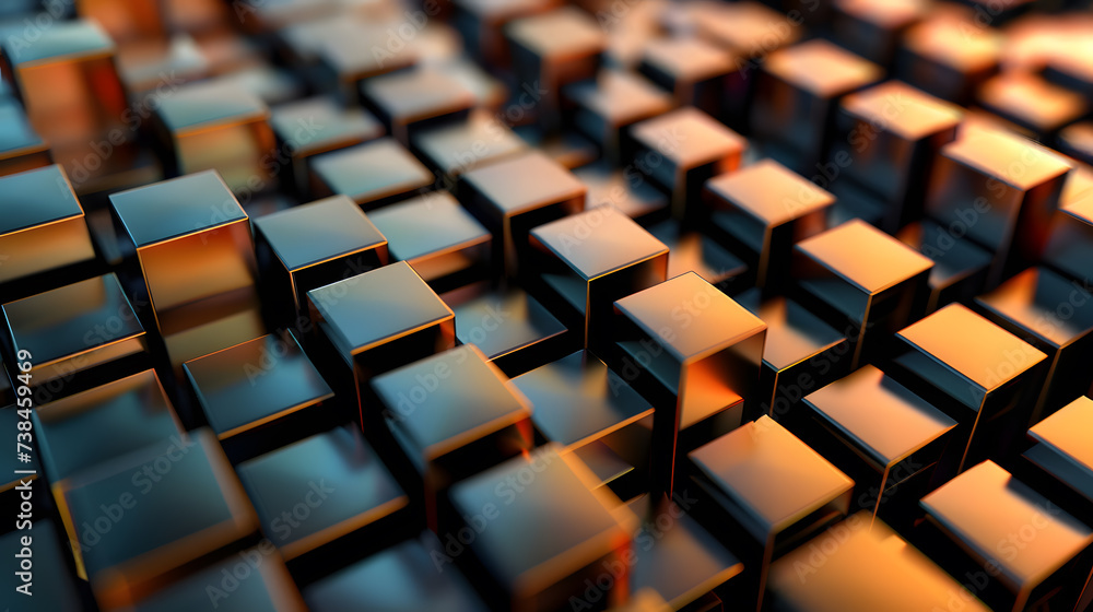 Aufkleber a photo of a 3d abstract pattern, with depth and perspective. there were many squares on it that ref