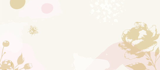 Floral Pink and Beige Background for Spring Banner, Wedding Design and Japan Garden Style Texture. 