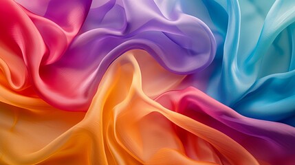 Obraz premium Silk colorful rainbow fabric material textile. Banner background design 