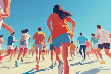 Colorful Running marathon poster, sport and activity background, colorful banner design illustration