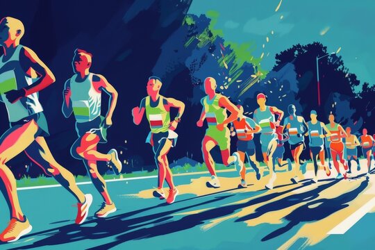 Colorful Running marathon poster, sport and activity background, colorful banner design illustration