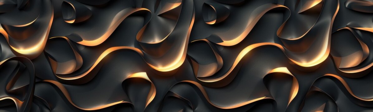 Abstract black gold shapes background / Banner
