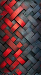 Herrigbone style black red color  pattern background. Vertical background 