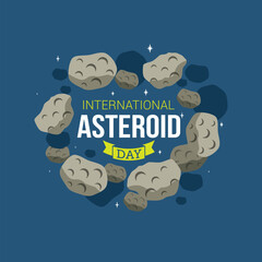 Happy International Asteroid Day Vector Illustration. Space international day themes design concept with flat style vector illustration. Suitable for greeting card, poster and banner.