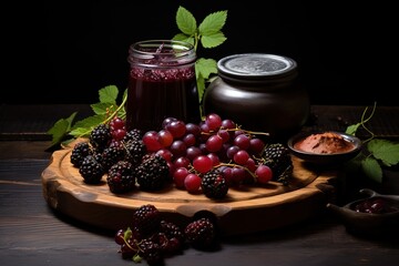berry jam and sweet berries