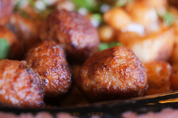 closeup of Turkey Meatballs on a plate 