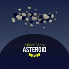 Happy International Asteroid Day Vector Illustration. Space international day themes design concept with flat style vector illustration. Suitable for greeting card, poster and banner.