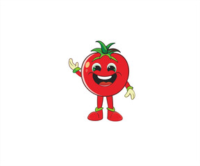 character of tomato fruit flat design illustration