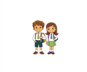 school children character mascot illustration