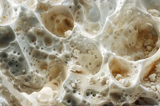 Microscopic image of chalk particles, showing texture and porosity