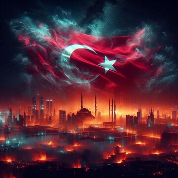 Diese atemberaubende Darstellung der Stadt, eingebettet in leuchtende Farben und umgeben von dynamischer Energie, erf&uuml;llt uns mit Stolz auf unsere reiche Kultur und unser Erbe. 🇹🇷✨