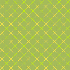 hand drawn crosses. green and yellow repetitive background. vector seamless pattern. geometric fabric swatch. retro design template for textile