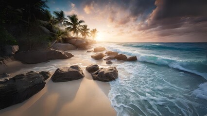 Sunset in the beautiful beach