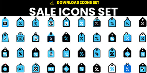 Sales Icon Set: Gift Box, Present Coupon, and Sale Offer Tag Signs. Shopping Line Icons including Shopping Cart, Surprise Gift, and Delivery Symbols. Additional Symbols like Speech Bubble, Discount 