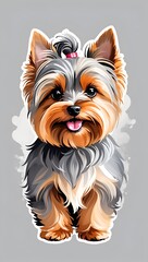 Colorful Yorkshire Terrier dog illustration on watercolor splash isolated on white background