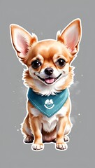 Colorful Chihuahua dog illustration on watercolor splash isolated on white background