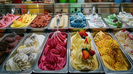 various types of colorful ice cream