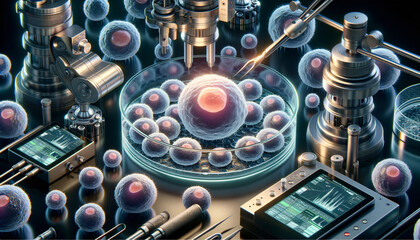 High-tech stem cell cultivation in modern laboratory setting