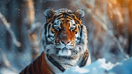 Fototapeta na wymiar Siberian Tiger in the snow