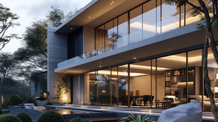 house in the evening